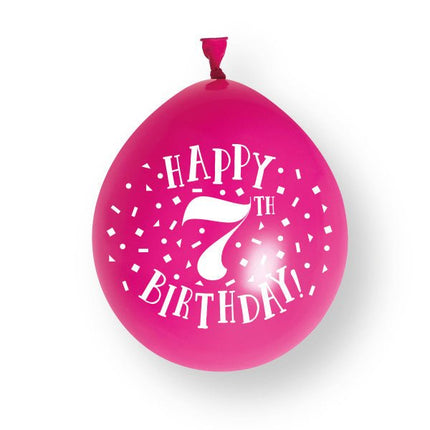 10 stuks Happy 7th Birthday 23cm latex ballonnen van Unique koop je bij Partywinkel