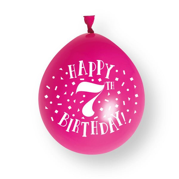 10 stuks Happy 7th Birthday 23cm latex ballonnen van Unique koop je bij Partywinkel