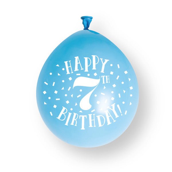 10 stuks Happy 7th Birthday 23cm latex ballonnen van Unique koop je bij Partywinkel