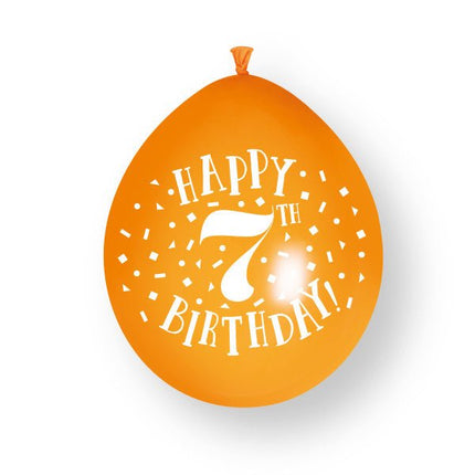 10 stuks Happy 7th Birthday 23cm latex ballonnen van Unique koop je bij Partywinkel