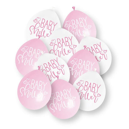 10 stuks roze baby shower ballonnen van 23 cm, gemaakt van latex van Unique koop je bij Partywinkel