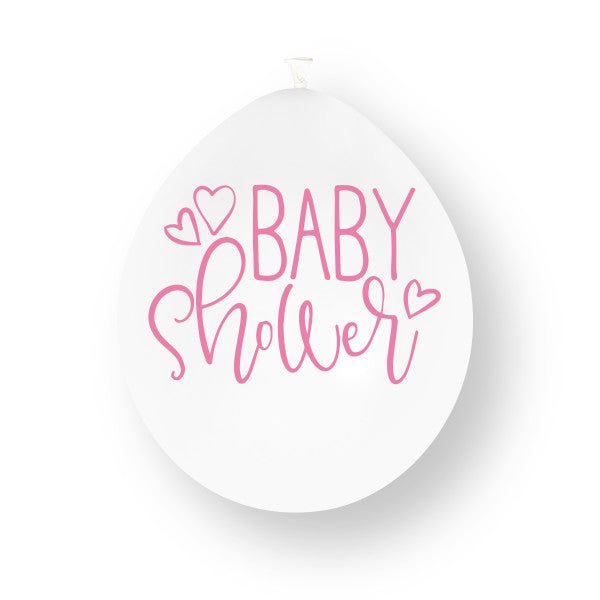 10 stuks roze baby shower ballonnen van 23 cm, gemaakt van latex van Unique koop je bij Partywinkel