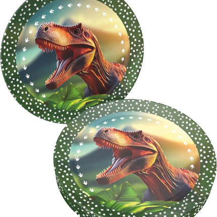 Dinosaur Plates, Green, 23 cm, Set of 8