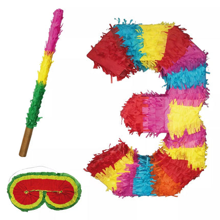 Number 3 Piñata Set, 3-Piece, 45 cm
