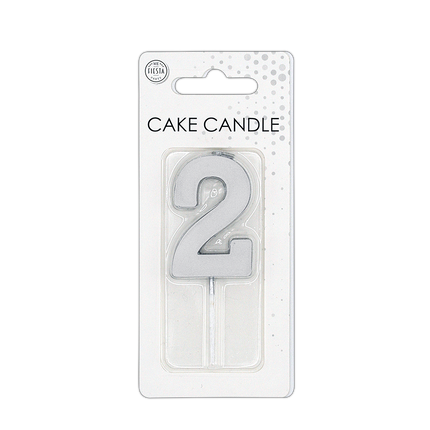 2 Candle, Silver Metallic, 4.5 cm