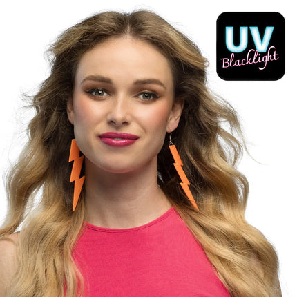 Pair of Flash Neon Orange UV Earrings