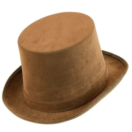 VINTAGE BROWN SUEDE TOP HAT, 15 CM