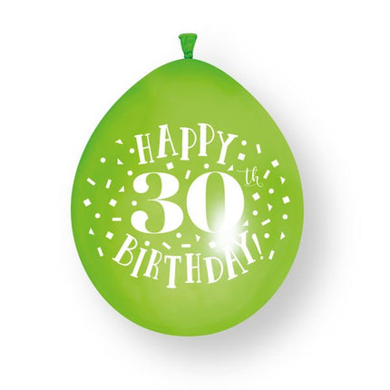 10ct Happy 30th Birthday 23cm Latex Balloons van Unique koop je bij Partywinkel