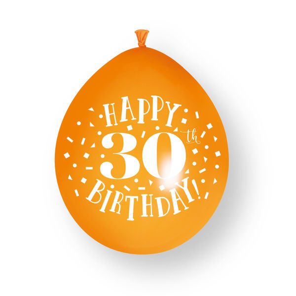 10ct Happy 30th Birthday 23cm Latex Balloons van Unique koop je bij Partywinkel