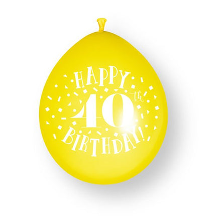10ct Happy 40th Birthday 23cm Latex Balloons van Unique koop je bij Partywinkel