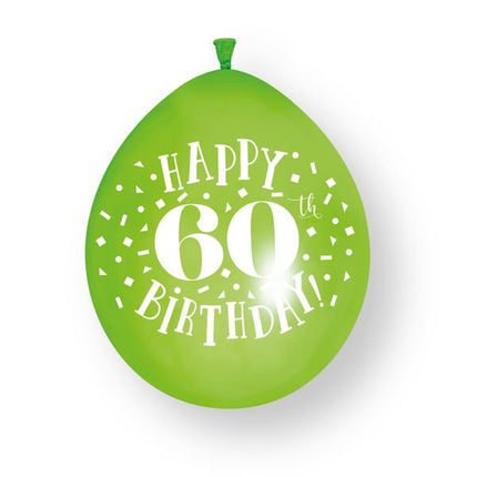 10ct Happy 60th Birthday 23cm Latex Balloons van Unique koop je bij Partywinkel