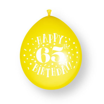 10ct Happy 65th Birthday 23cm Latex Balloons van Unique koop je bij Partywinkel