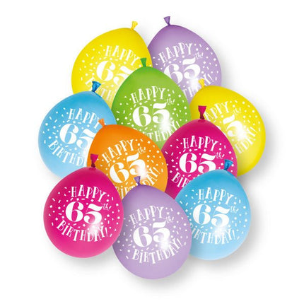 10ct Happy 65th Birthday 23cm Latex Balloons van Unique koop je bij Partywinkel