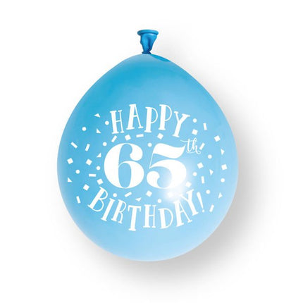 10ct Happy 65th Birthday 23cm Latex Balloons van Unique koop je bij Partywinkel