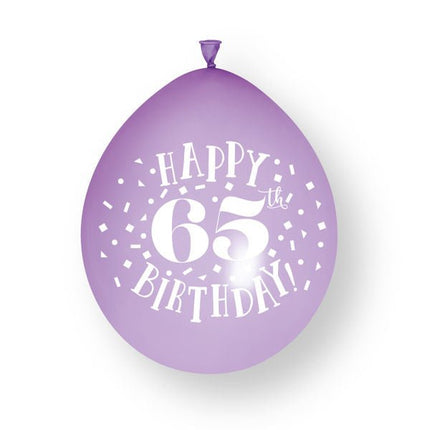 10ct Happy 65th Birthday 23cm Latex Balloons van Unique koop je bij Partywinkel