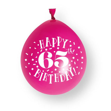 10ct Happy 65th Birthday 23cm Latex Balloons van Unique koop je bij Partywinkel
