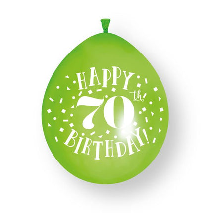 10ct Happy 70th Birthday 23cm Latex Balloons van Unique koop je bij Partywinkel