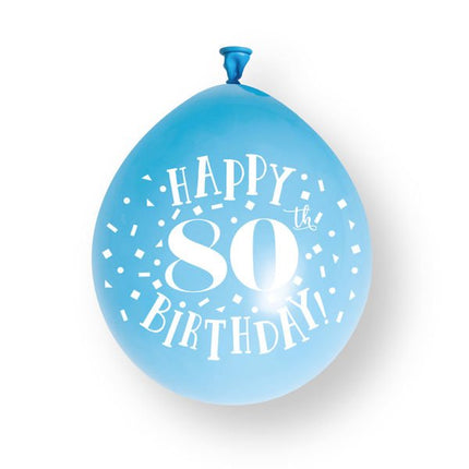10ct Happy 80th Birthday 23cm Latex Balloons van Unique koop je bij Partywinkel