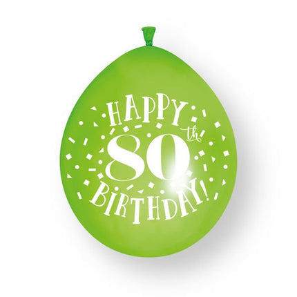 10ct Happy 80th Birthday 23cm Latex Balloons van Unique koop je bij Partywinkel