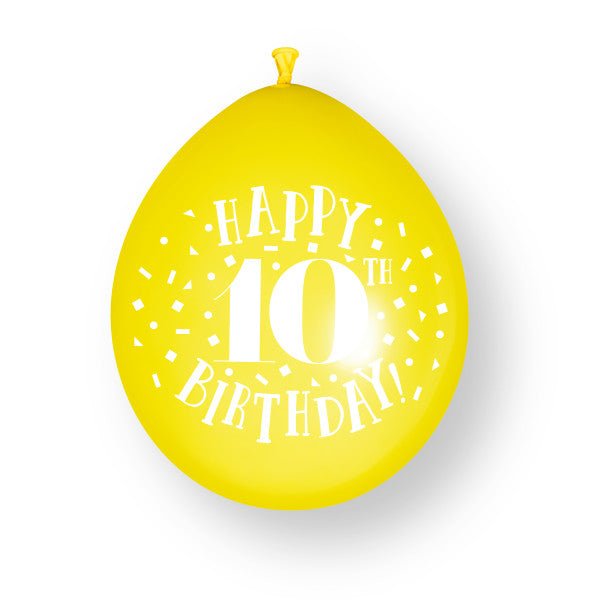 10st Gelukkige 10e verjaardag 23cm latex ballonnen van Unique koop je bij Partywinkel