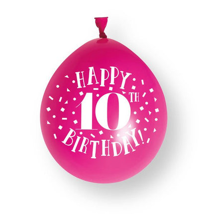 10st Gelukkige 10e verjaardag 23cm latex ballonnen van Unique koop je bij Partywinkel