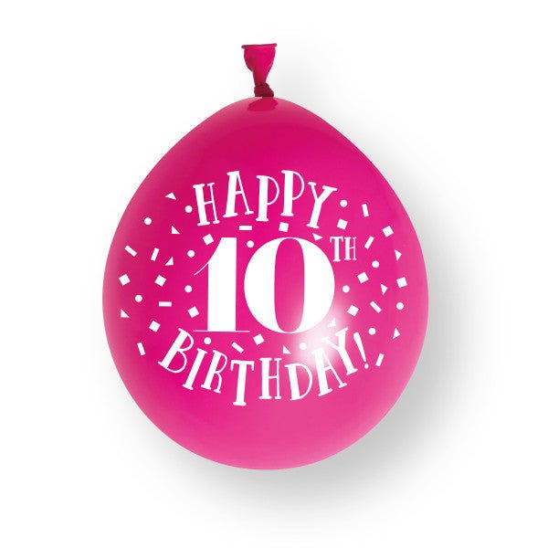 10st Gelukkige 10e verjaardag 23cm latex ballonnen van Unique koop je bij Partywinkel