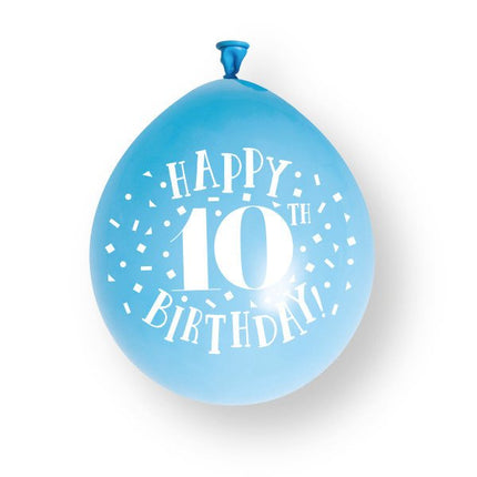 10st Gelukkige 10e verjaardag 23cm latex ballonnen van Unique koop je bij Partywinkel