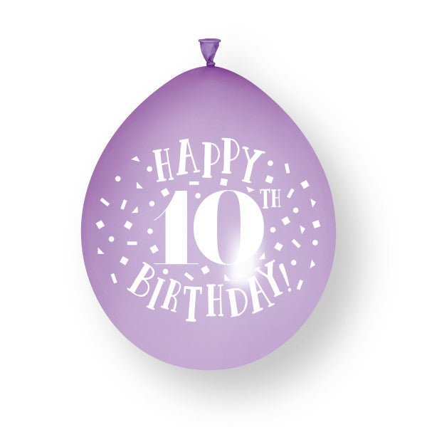 10st Gelukkige 10e verjaardag 23cm latex ballonnen van Unique koop je bij Partywinkel