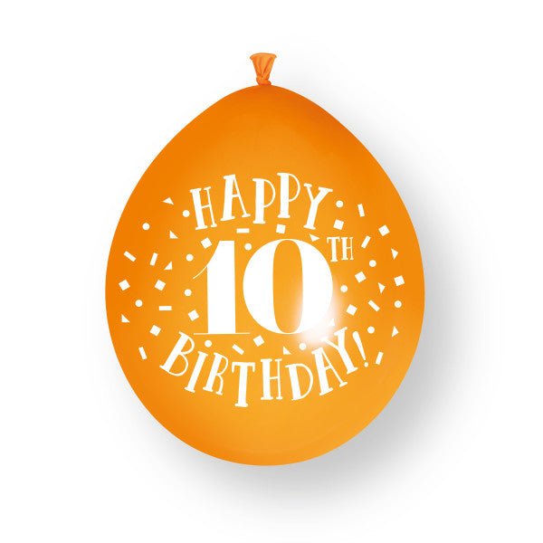 10st Gelukkige 10e verjaardag 23cm latex ballonnen van Unique koop je bij Partywinkel