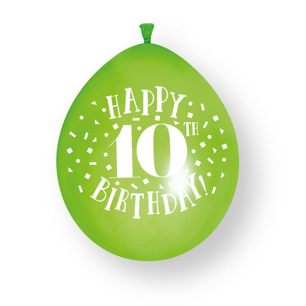 10st Gelukkige 10e verjaardag 23cm latex ballonnen van Unique koop je bij Partywinkel