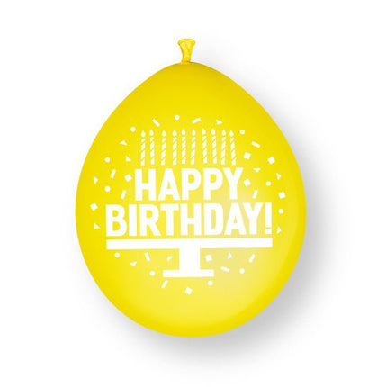 10st Happy Birthday 9" Latex Ballonnen van Unique koop je bij Partywinkel
