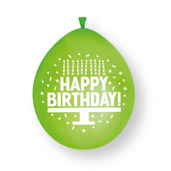 10st Happy Birthday 9" Latex Ballonnen van Unique koop je bij Partywinkel