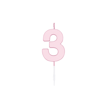 3-Year Birthday Candle, Pastel Pink, 4.5 cm