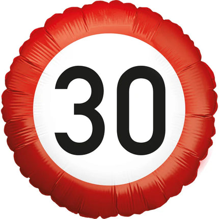 30 Years Helium Balloon Traffic Sign (Empty) 45 cm
