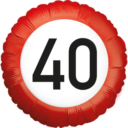 40th Anniversary Helium Balloon Traffic Sign, Empty, 45 cm