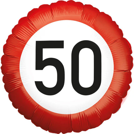 50th Anniversary Helium Balloon Traffic Sign, Empty, 45 cm