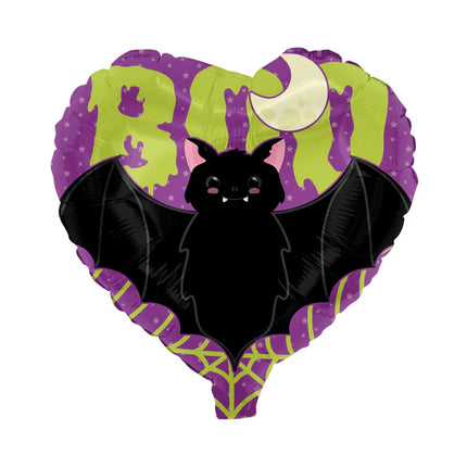 Halloween Helium Balloon, Heart and Bat, Unfilled, 45 cm