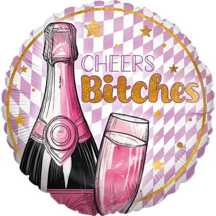 Bachelorette Party Helium Balloon, Pink "Cheers," Empty, 45 cm