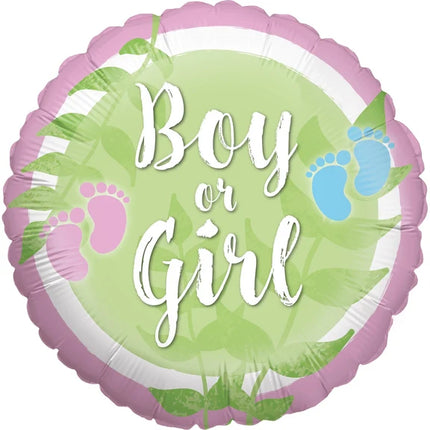Gender Reveal Helium Balloon, Green, Boy or Girl, Empty, 45 cm