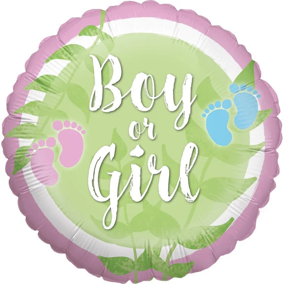 Gender Reveal Helium Balloon, Green, Boy or Girl, Empty, 45 cm