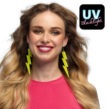 Pair of Flash Neon Yellow UV Earrings