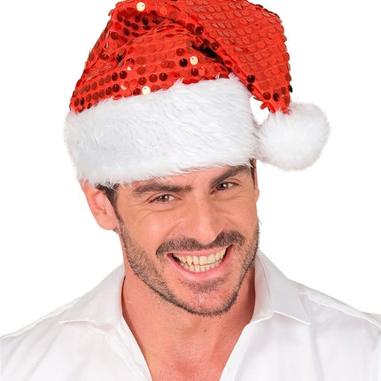 SANTA HAT PLUSH AND SEQUINS RED