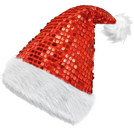 SANTA HAT PLUSH AND SEQUINS RED