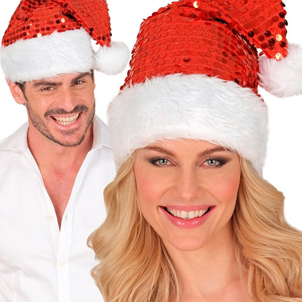 SANTA HAT PLUSH AND SEQUINS RED