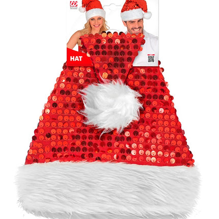 SANTA HAT PLUSH AND SEQUINS RED