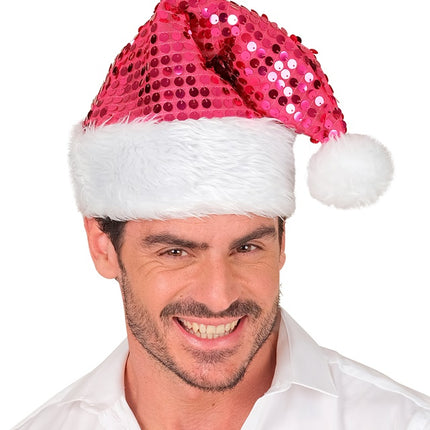 SANTA HAT PLUSH AND SEQUINS PINK