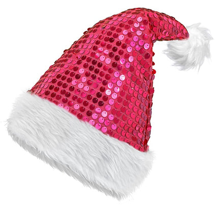 SANTA HAT PLUSH AND SEQUINS PINK