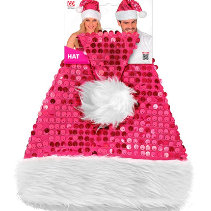 SANTA HAT PLUSH AND SEQUINS PINK