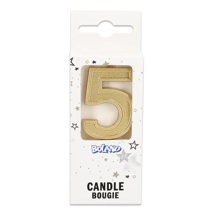 Elegant "5" Gold Candle on a Stick (3 x 4.2 x 0.7 cm)