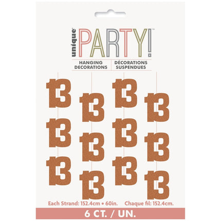 13 Jaar Hangdecoratie Rose Goud 1,52m van Unique koop je bij Partywinkel